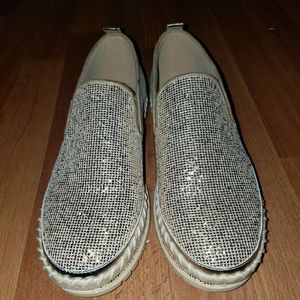 JoliMall Silver Slip On Sneakers